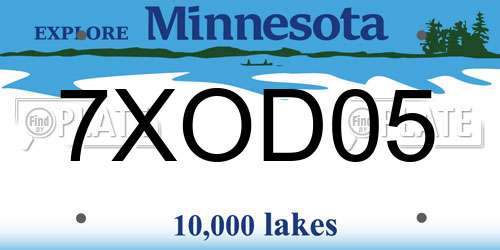7XOD05 Minnesota License Plate