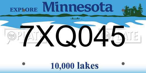 7XQ045 Minnesota License Plate