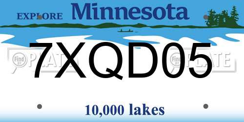 7XQD05 Minnesota License Plate