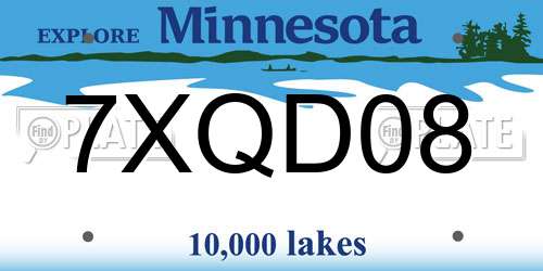 7XQD08 Minnesota License Plate