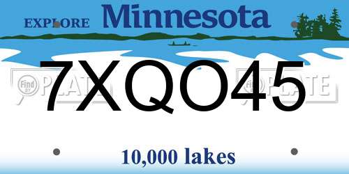 7XQO45 Minnesota License Plate
