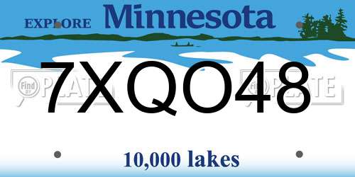 7XQO48 Minnesota License Plate