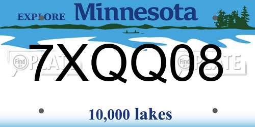 7XQQ08 Minnesota License Plate