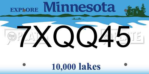 7XQQ45 Minnesota License Plate