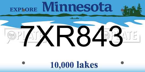 7XR843 Minnesota License Plate