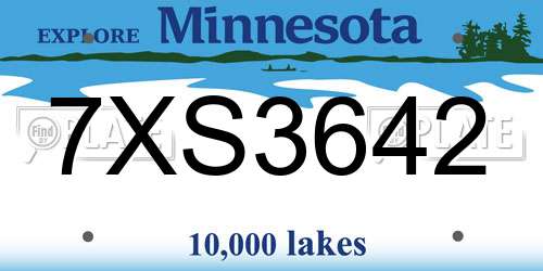 7XS3642 Minnesota License Plate