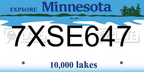 7XSE647 Minnesota License Plate