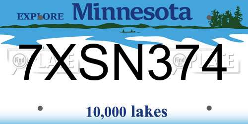 7XSN374 Minnesota License Plate