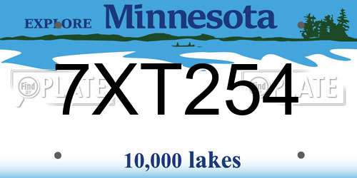 7XT254 Minnesota License Plate