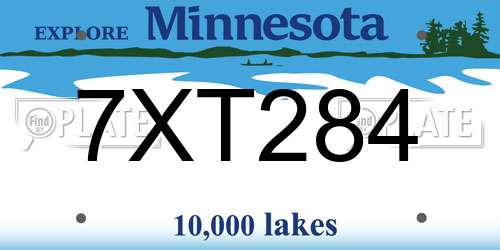 7XT284 Minnesota License Plate