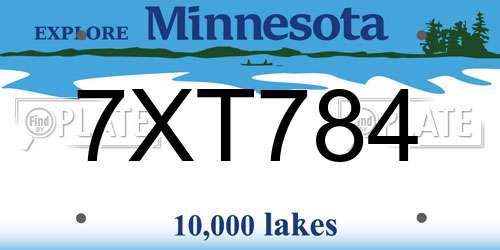 7XT784 Minnesota License Plate