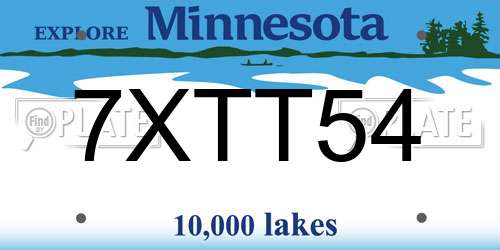 7XTT54 Minnesota License Plate