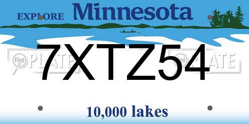 7XTZ54 Minnesota License Plate