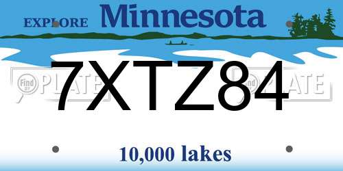 7XTZ84 Minnesota License Plate