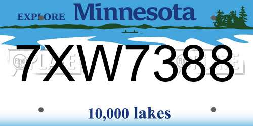 7XW7388 Minnesota License Plate