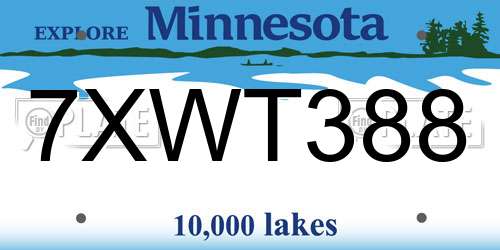 7XWT388 Minnesota License Plate