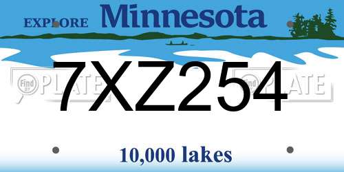 7XZ254 Minnesota License Plate