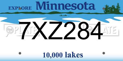 7XZ284 Minnesota License Plate
