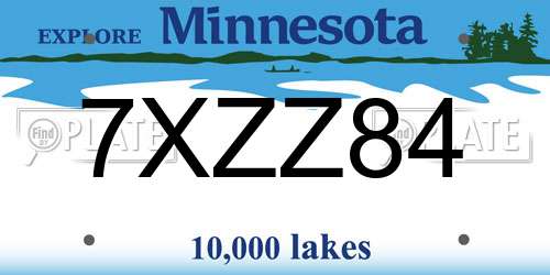 7XZZ84 Minnesota License Plate
