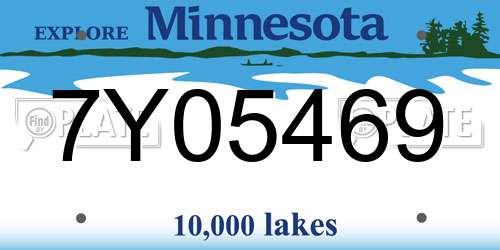 7Y05469 Minnesota License Plate