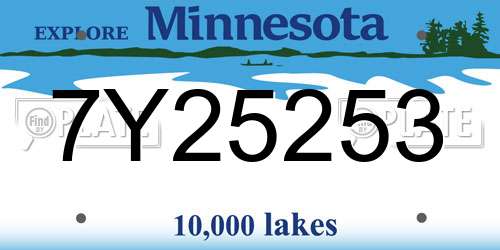 7Y25253 Minnesota License Plate