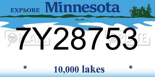7Y28753 Minnesota License Plate