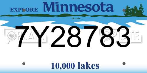 7Y28783 Minnesota License Plate