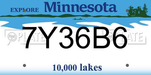 7Y36B6 Minnesota License Plate