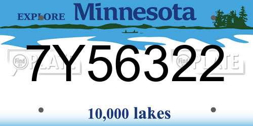 7Y56322 Minnesota License Plate