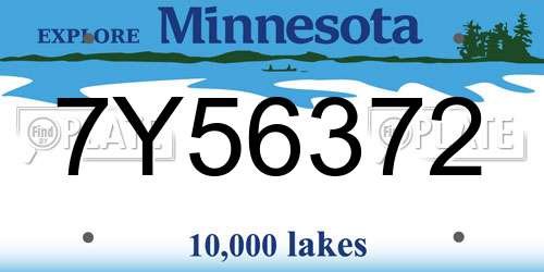7Y56372 Minnesota License Plate