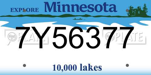 7Y56377 Minnesota License Plate