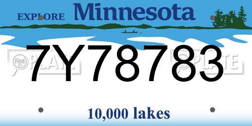 7Y78783 Minnesota License Plate