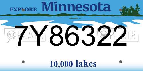 7Y86322 Minnesota License Plate