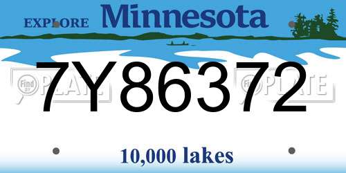 7Y86372 Minnesota License Plate