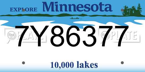 7Y86377 Minnesota License Plate