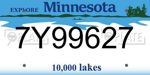 7Y99627 Minnesota License Plate