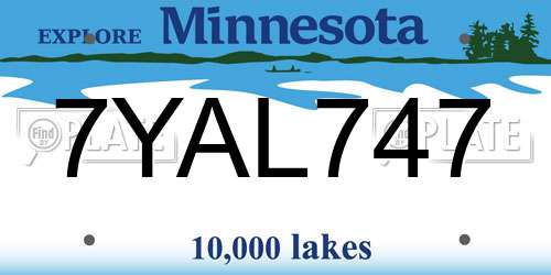 7YAL747 Minnesota License Plate