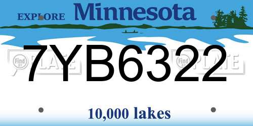 7YB6322 Minnesota License Plate