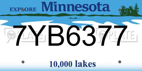7YB6377 Minnesota License Plate