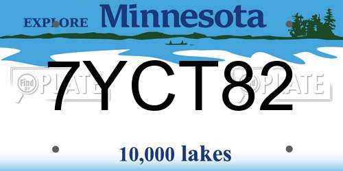 7YCT82 Minnesota License Plate