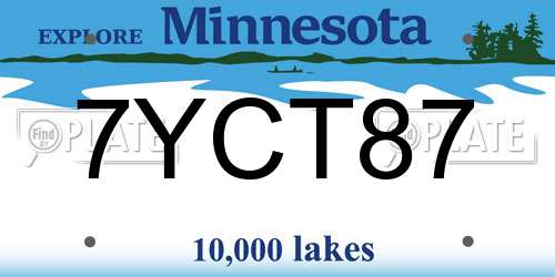 7YCT87 Minnesota License Plate