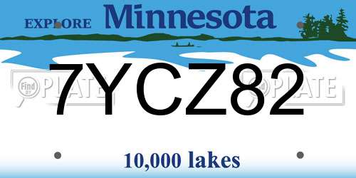 7YCZ82 Minnesota License Plate