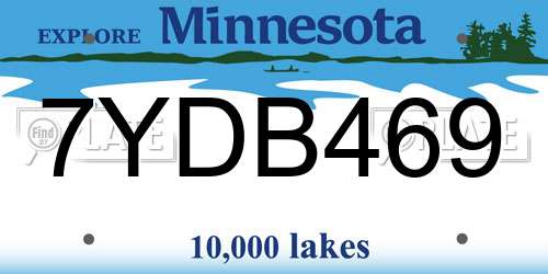 7YDB469 Minnesota License Plate