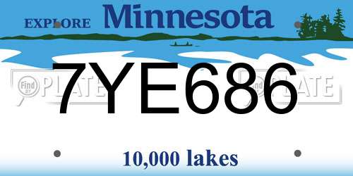 7YE686 Minnesota License Plate