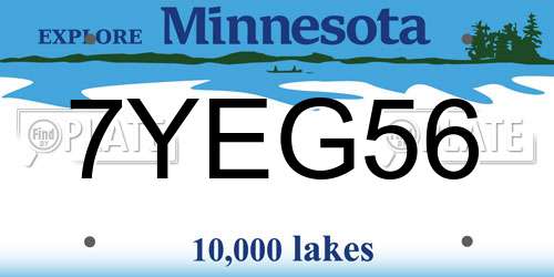7YEG56 Minnesota License Plate