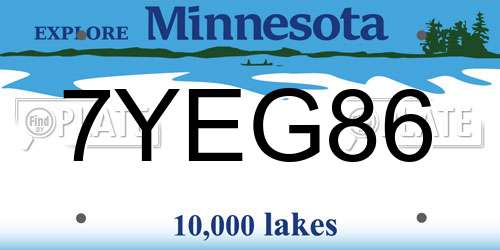 7YEG86 Minnesota License Plate
