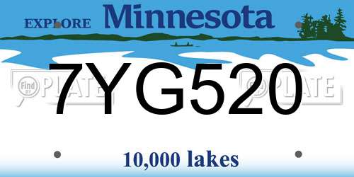 7YG520 Minnesota License Plate