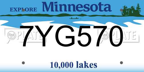 7YG570 Minnesota License Plate