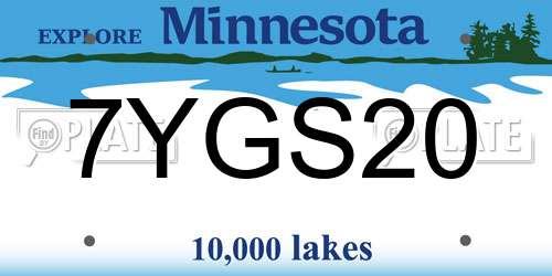 7YGS20 Minnesota License Plate