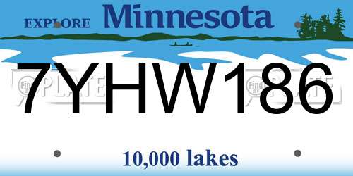 7YHW186 Minnesota License Plate